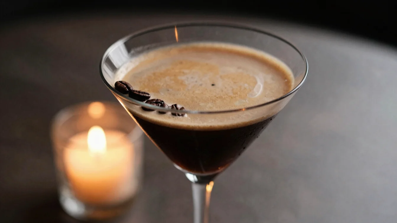 Close-up of an Espresso Martini in a chilled martini glass, coffe